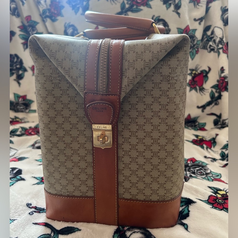 CELINE VINTAGE TRIOMPHE MONOGRAM LARGE TRAVEL TRUNK - BOSTON BAG - Picture 6 of 16